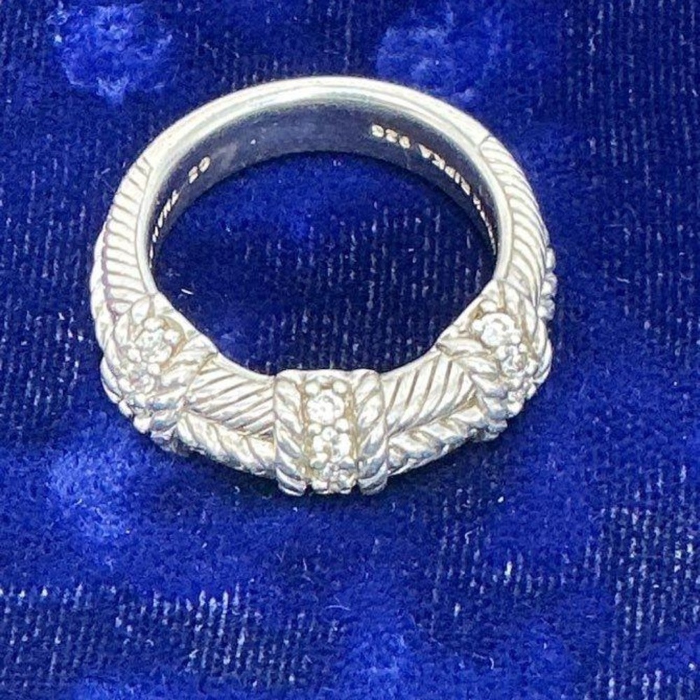 Women’s Judith Ripka Braided Knot Ring with Pave Accents in 925 Sterling Silver